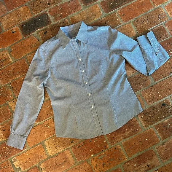 Brooks Brothers Black/white gingham fitted button up shirt sz12 - Picture 5 of 11